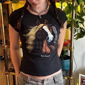 American Vintage Black Horse Graphic Crop Top